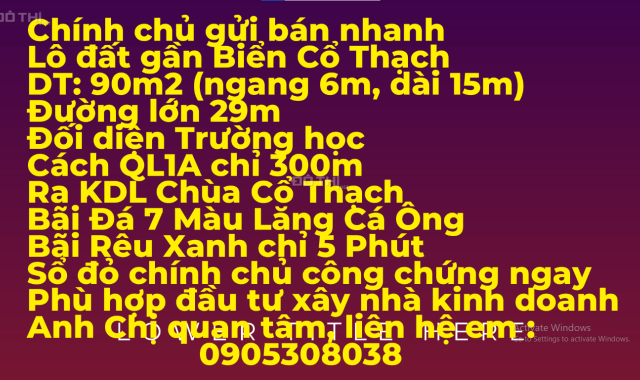 BÁN ĐẤT VEN MẶT BIỂN BÌNH THUẬN 969 TRIỆU 90M2 HUYỆN TUY PHONG VPĐD 76 QUANG TRUNG NHA TRANG BẢO