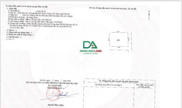 Bán đất Sơn Du Nguyên Khê diện tích 366.4m2 giá rẻ