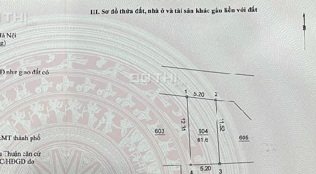 CẦN TIỀN NÊN BÁN GẤP LÔ ĐẤT TẠI HÀ NỘI, S= 61.6m2, MT: 5.2m, sổ đỏ chính chủ. Giá hết hơi : 1.9 tỷ