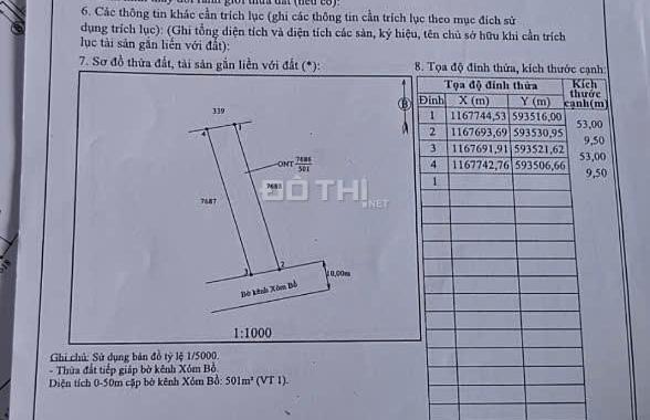 Bán đất tại Đường 826, Xã Mỹ Lệ, Cần Đước, Long An diện tích 501m2 giá 1.8 Tỷ