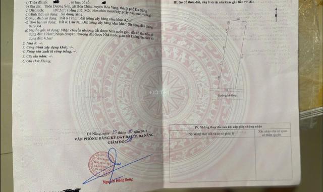 BÁN LÔ ĐẤT 200M KIỆT Ô TÔ 5M – THÔN DƯƠNG SƠN, PHƯỜNG HÒA CHÂU ( gộp HÒA XUÂN ) , ĐÀ NẴNG