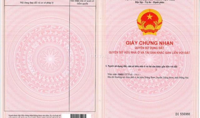 Cần bán đất nền Dự án tại xã Sông Thao, huyện Trảng Bom, tỉnh Đồng Nai