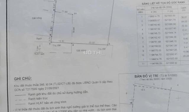 Chính chủ Bán đất MT 2500m2 sát Khu du lịch Song Long đường D1, Quận 9 giá rẻ 15.2tr/m2