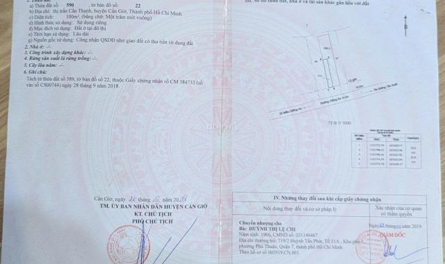 Bán nhanh đất thổ cư mặt tiền đường Giồng Ao Cần Thạnh Cần Giờ 4x25m