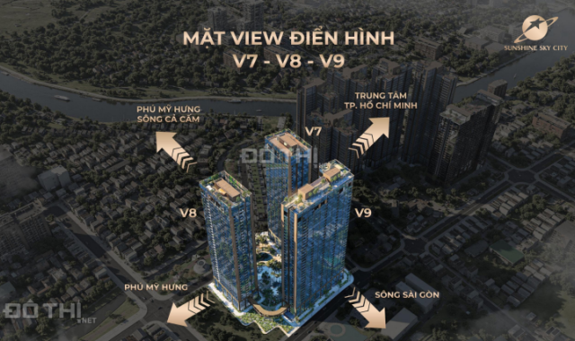 Căn hộ Q7 view sông, Sunshine Sky City cao cấp Q7 liền kề Phú Mỹ Hưng, giá chỉ từ 7X triệu/m².