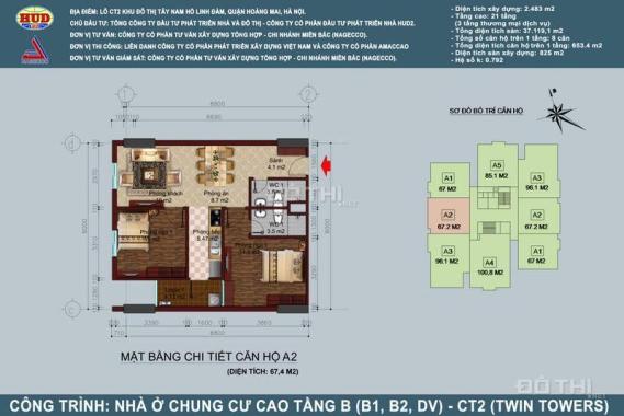 Bán căn góc chung cư B1B2 Tây Nam Linh Đàm, 2 phòng ngủ, ký HĐ chủ đầu tư