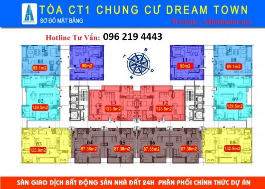 Bán suất ngoại giao CC Dream Town full nội thất giá 16,5tr/m2