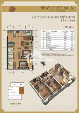 Chính chủ cần bán gấp căn 71,73m2, 2PN chung cư New House Xa La. Lh 0903222591