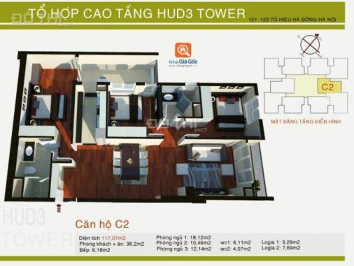 Bán gấp căn hộ chung cư HUD3 Tower 121 - 123 Tô Hiệu, Hà Đông, DT 117m2