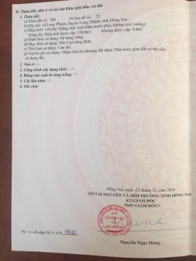 Cần bán đất xã Long Phước, H. Long Thành, Đồng Nai, 110m2, giá 320tr, sổ hồng chính chủ