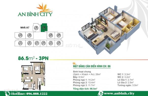 Căn góc số 12 tòa A8 tầng 08 chung cư An Bình City giá tốt nhất