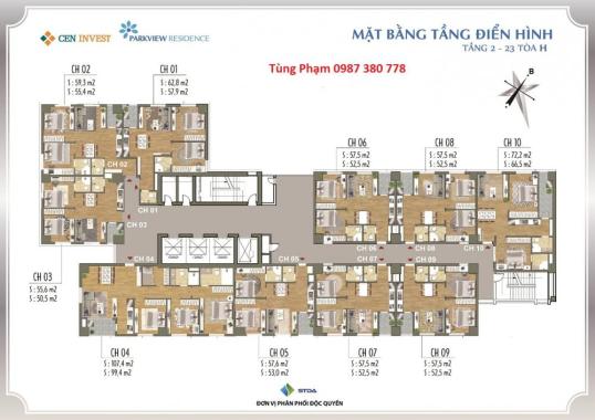 Bán căn 1105, 57m2, 2PN, có nội thất, mới 100%, tòa H Park View KĐT Dương Nội