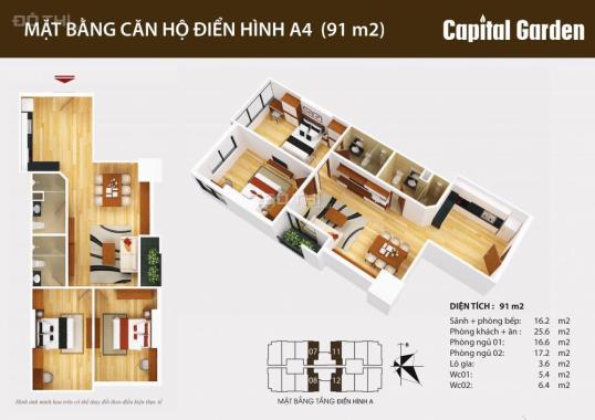 Chủ đầu tư bán căn hộ 91m2 dự án Capital Garden 102 Trường Chinh vào tên trực tiếp hợp đồng 3/2017