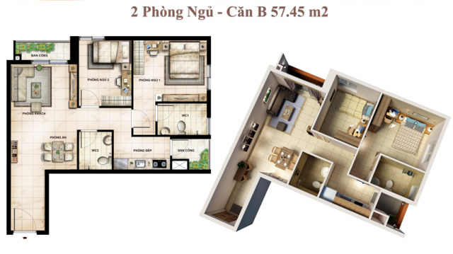 Sở hữu căn hộ 2PN-2WC-2balcony với giá cực kỳ hấp dẫn tại Vision Bình Tân