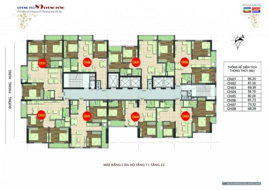 Cần bán gấp căn hộ chung cư 89 Phùng Hưng, căn tầng 1903 DT: 69.39m2, giá: 16tr/m2. LH: 0989540020