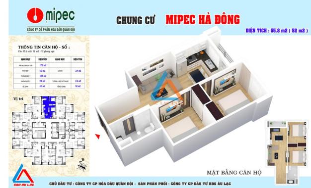 Sở hữu căn hộ Mipec Hà Đông giá chỉ từ 14,3tr/m2, full nội thất