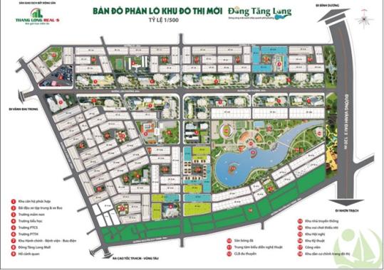 Đông Tăng Long bán đất biệt thự hồ giá rẻ chỉ từ 13 tr/m2- 20x20m (400m2). Hướng Nam