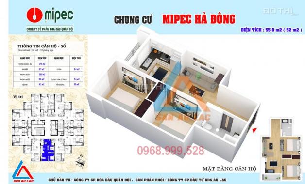 Bán căn hộ cao cấp Mipec Kiến Hưng, Hà Đông full nội thất giá chỉ 14.5tr/m2