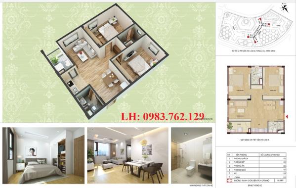 Bán căn hộ Nhà ở xã hội Hưng Thịnh, DT: 56m2, giá: 12.5tr/m2, LH: 0983.762.129