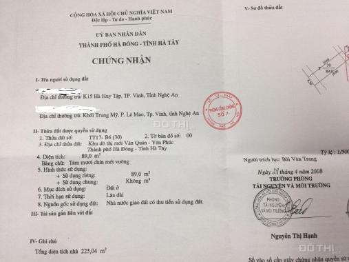 Chính chủ bán nhà (B6-TT17) liền kề khu ĐTM Văn Quán. LH 0936383538