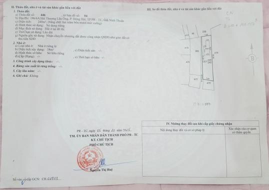 Nhà riêng 1t, 1l, đ Hải Thượng Lãn Ông, P Đông Hải, Phan Rang- Tháp Chàm, Ninh Thuận. 240m2, 650 tr