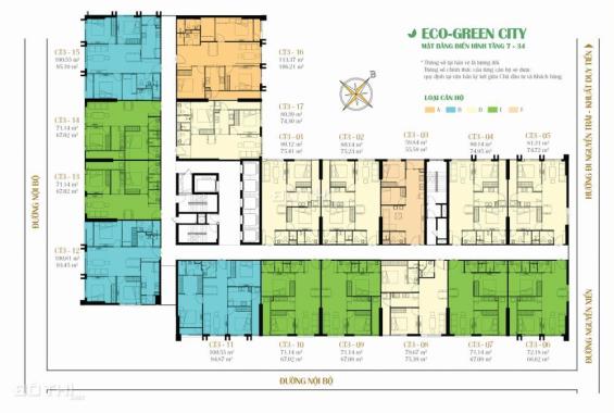 Chủ nhà 0982.525.423 bán chung cư Eco Green City, 74,54m2, tầng 1505, CT3, giá rẻ 24tr/m2 (bao phí)