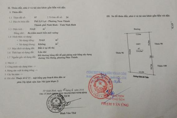 Chính chủ bán đất 2 mặt tiền cạnh viện Sản Nhi Ninh Bình mới