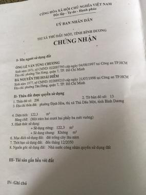 Tôi đang cần tiền cần bán gấp lô đất 5x24.4m, có 100m thổ cư