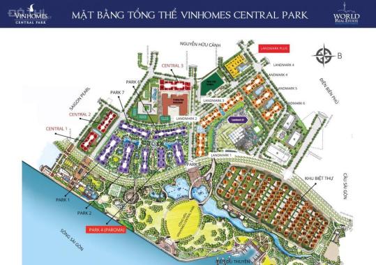 Bán căn hộ Vinhomes Central Park 2pn diện tích 87m2(góc) giá chỉ 4.412 tỷ