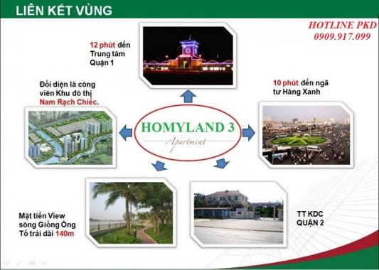 Căn hộ Homyland view sông MT Nguyễn Duy Trinh, tặng full nội thất Châu Âu, giá cực tốt chỉ 26tr/m2