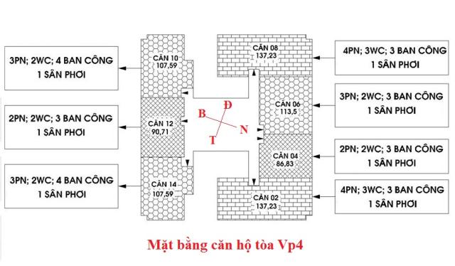 Bán căn hộ diện tích 107.59m2, 3PN tòa chung cư VP4 bán đảo Linh Đàm, liên hệ: 0936 872597