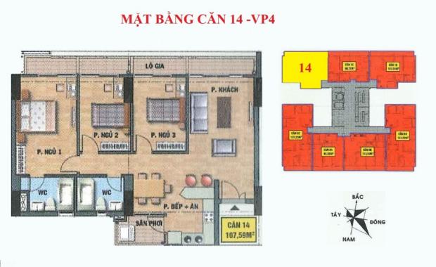 Bán căn hộ diện tích 107.59m2, 3PN tòa chung cư VP4 bán đảo Linh Đàm, liên hệ: 0936 872597