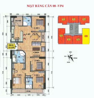 Tôi cần bán căn hộ tầng 10, diện tích 137.23m2, 4PN chung cư VP4 bán đảo Linh Đàm