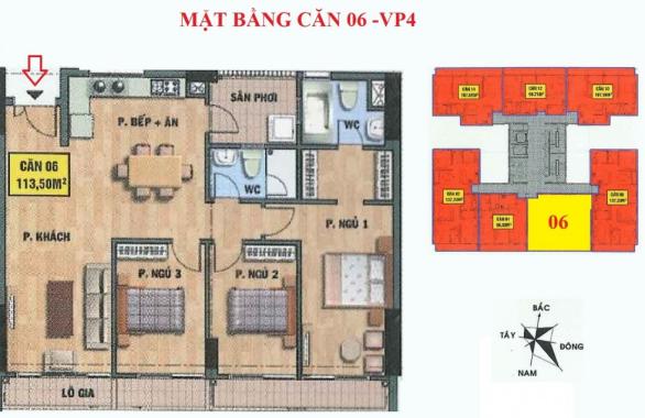 Cắt lỗ bán CH 113.5m2 thông thủy, 3PN, ban công hướng Đông Nam chung cư VP4 bán đảo Linh Đàm