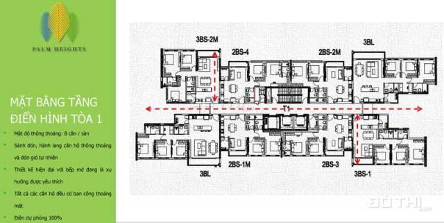 Bán căn hộ Palm Heights thuộc khu phức hợp Palm City, Quận 2. Tháp T1, tầng 11, giá 2,55 tỷ