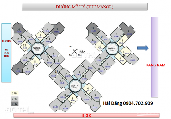 Bán CHCC Golden Palace (2PN): Tầng 20 - Tòa C 87m2 - Ban công Đông Nam (Giá thật 36.9tr/m2)