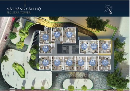 CC bán CHCC FLC Star Tower 418 Quang Trung, căn tầng 1608 DT 76.02m2 giá 19tr/m2, LH 0989540020