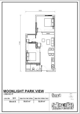 Khách cần bán gấp CH Moonlight Park View, giá 1,35 tỷ/2PN bao sang nhượng, tặng nội thất