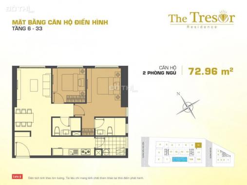 Bán căn hộ 2 PN The Tresor, giá 4.6 tỷ (đầy đủ nội thất), 75m2, view hồ bơi Saigon Royal
