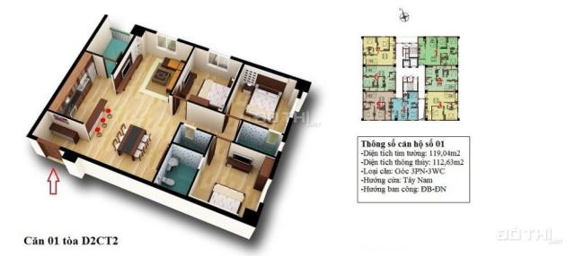 Bán căn hộ 701 chung cư D2CT2 Linh Đàm (Căn góc 3 phòng ngủ 112m2)