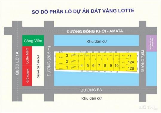 Bán đất Biên Hòa, KDC Đất Vàng Lotte, MT 6m, đường 20,5m