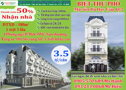 Mở bán dự án nhà phố mặt tiền Hà Huy Giáp, Q12, Golden City 34 căn