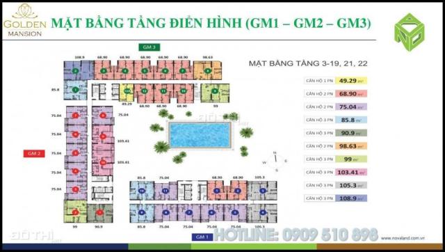 Cần bán lại căn hộ 2PN, 68m2 view công viên Gia Định Golden Mansion Phổ Quang