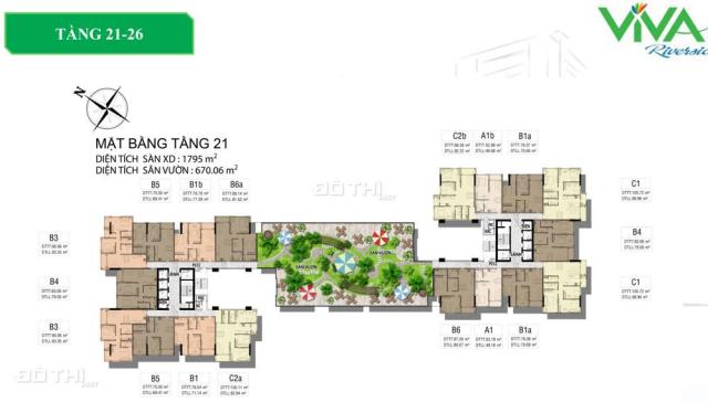 Bán căn hộ 3PN tại dự án Viva Riverside, Quận 6, Hồ Chí Minh, diện tích 90,06m2 giá 2,8 tỷ