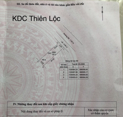 Bán nền đường D8( 5 x 20m) - KDC Thiên Lộc - Giá bán: 750 tr - LH 0936443699