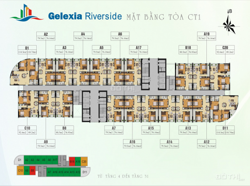 Chính chủ bán gấp căn B - 80.5m2 - ĐN - CT1 Gelexia Riverside 885 Tam Trinh - 2PN - Giá 19,5 tr/m2