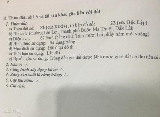 Cần bán lô đất ngay KĐT mới phường Tân Lợi, TP. Buôn Ma Thuột, giá 1.9 tỷ, quy hoạch đẹp