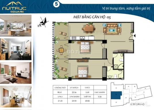 Bán chung cư Núi Trúc Square giá chỉ từ 40tr/m2 bao gồm nội thất đầy đủ cao cấp. LH: 093 668 1289