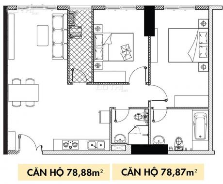 Chính chủ bán căn Topaz Elite, block Dragon 2C, 78,64m2, 2 phòng ngủ, 2 WC, giá gốc 1,88 tỷ