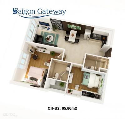 Căn hộ quận 9 Sài Gòn Gateway, căn góc B10, 2 PN, 2 WC, 66m2, tầng 20, giá 2,05 tỷ, LH 0938 199 552